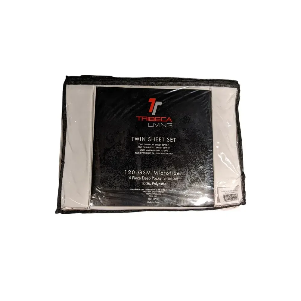 NEW Tribeca Living 120-GSM Microfiber 4pc Deep Pocket Sheet Set Twin Size